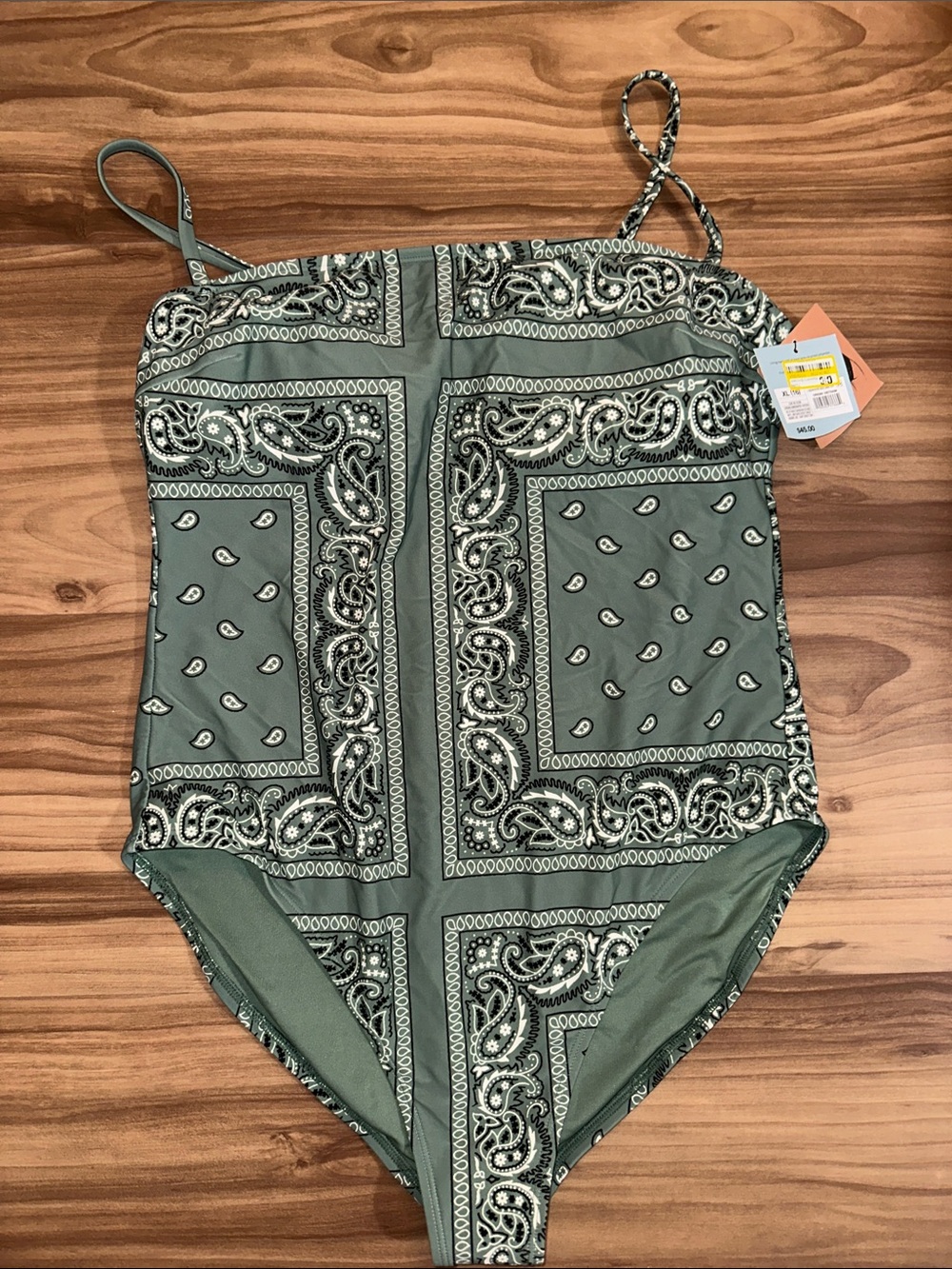 Shade & Shore Sage Green Paisley One-Piece Swimsuit